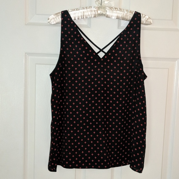 Express Shell Tank Red Print on Black Size S - Picture 4 of 7